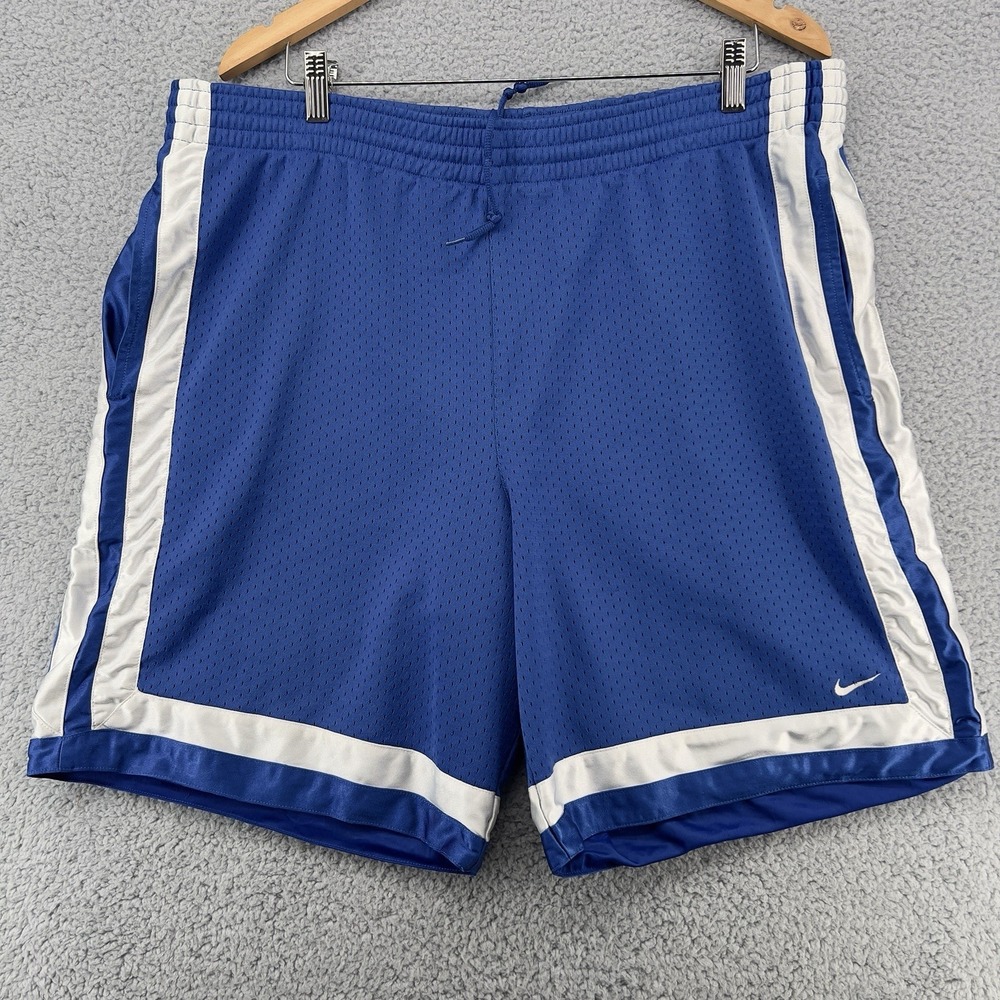 VTG Nike Athletic Basketball Shorts Blue White Striped Men's Large